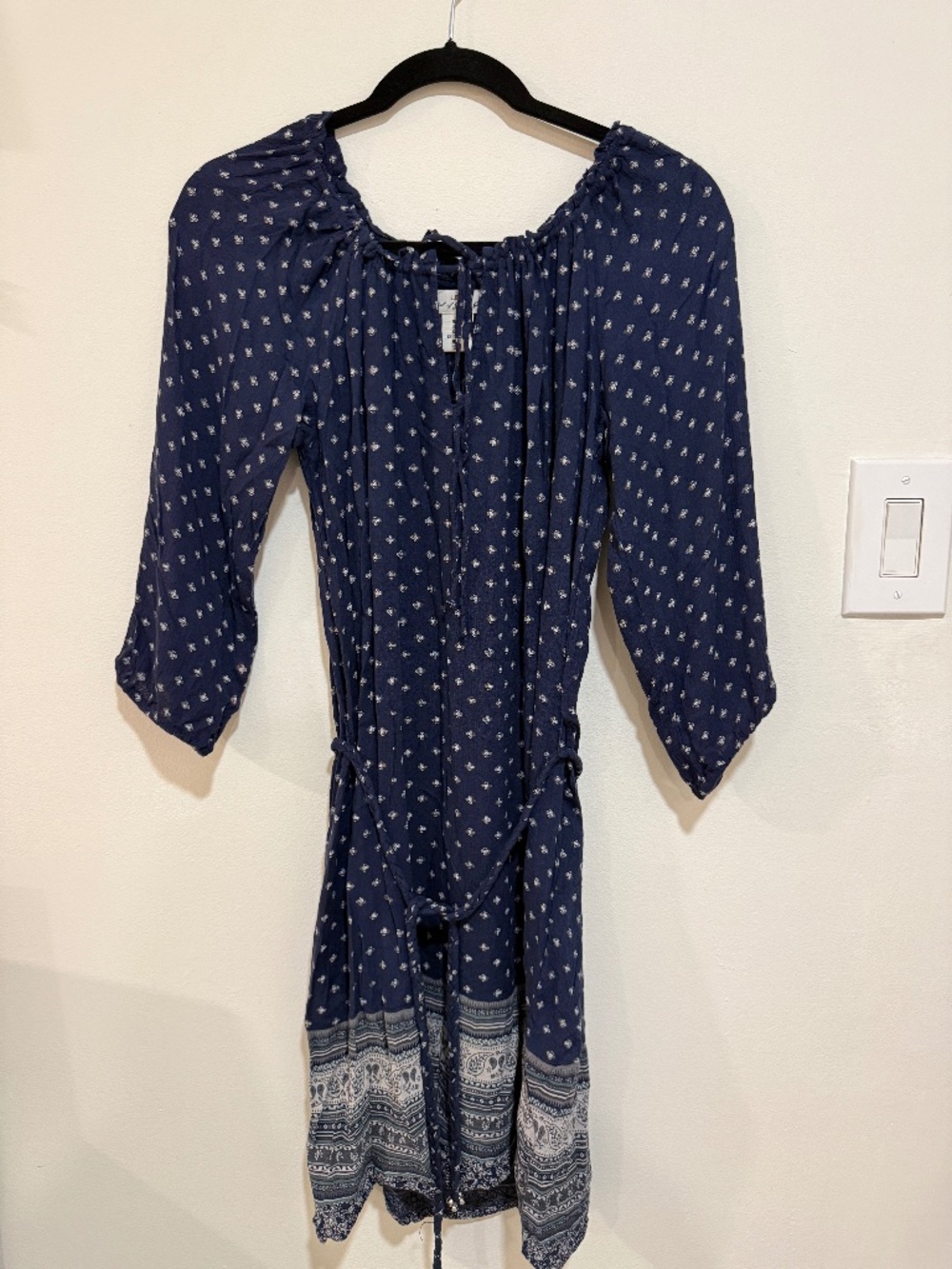 BoHo Festival Dress, braided belt w/silver bead charms, US 10